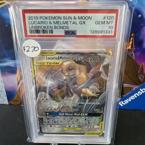 Lucario and Melmetal GX 120/124 PSA 10, Graded Cards Pokemon card