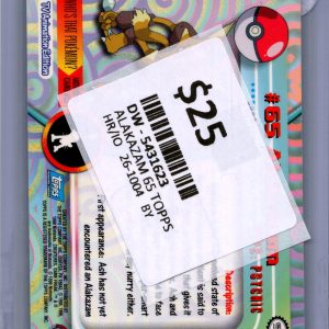 Alakazam #65 1999 Topps TV, Vintage Singles Pokemon card - alternate view