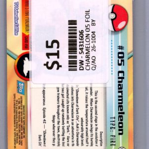 Chameleon #05 1999 Topps TV, Vintage Singles Pokemon card - alternate view