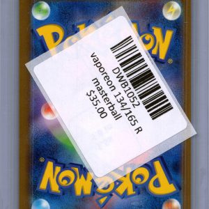 Vaporeon 134/165 R Masterball, Japanese Singles Pokemon card - alternate view