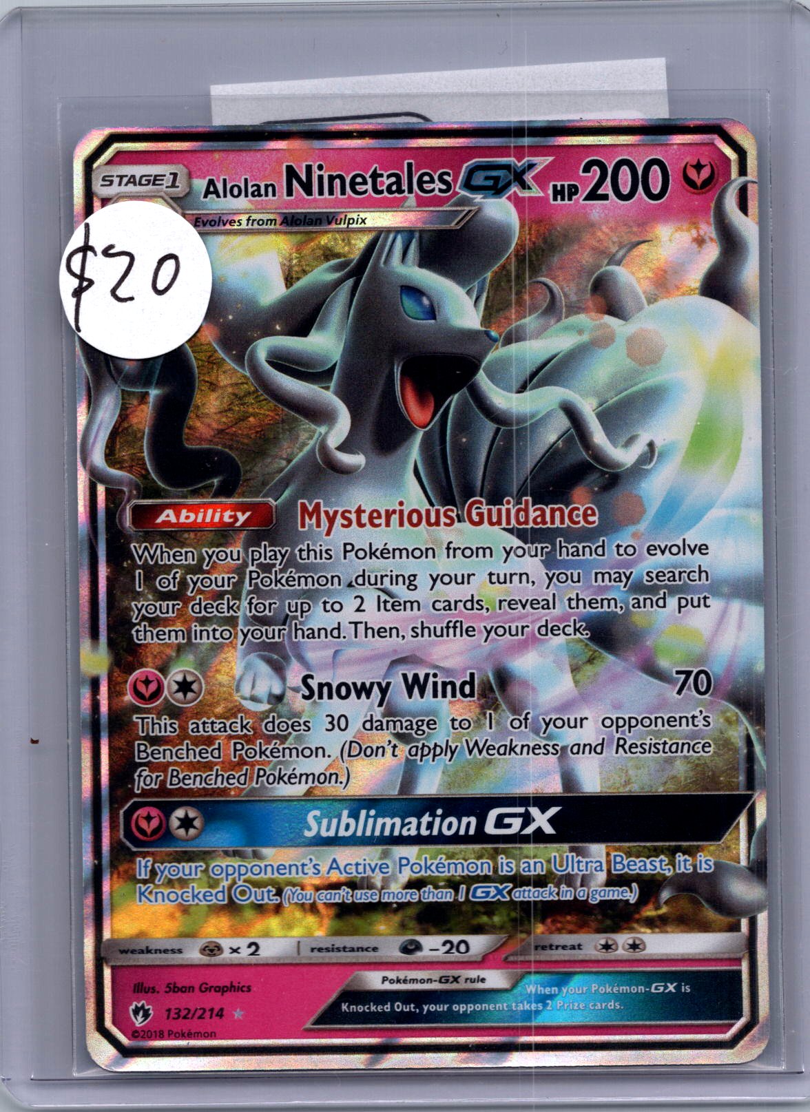 Ninetales gx 132/214, Lost Thunder Pokemon card