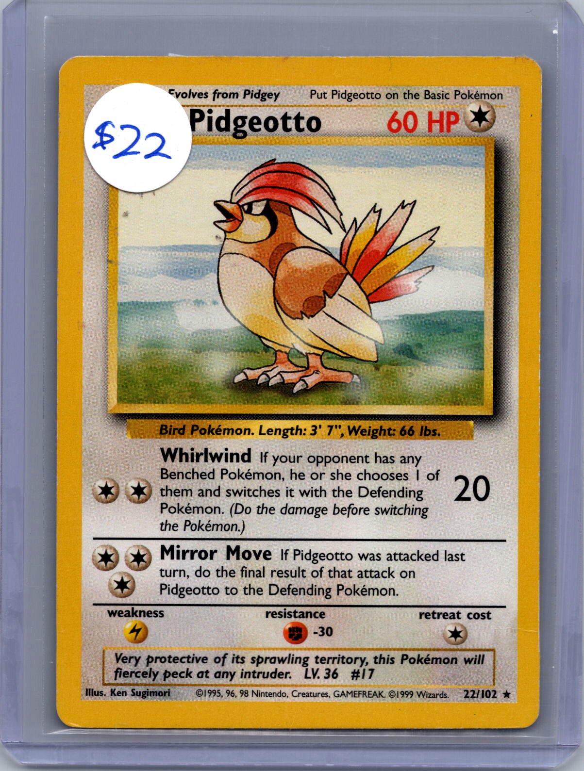 Pidgeotto 22/102, Vintage Singles Pokemon card