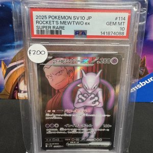 Rockets Mewtwo Ex 114/098 SR PSA 10, Graded Cards Pokemon card