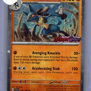 Lucario 114 stamped, Scarlet and Violet Pokemon card