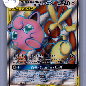 Mega Lopunny and Jigglypuff GX 225/236, Cosmic Eclipse Pokemon card