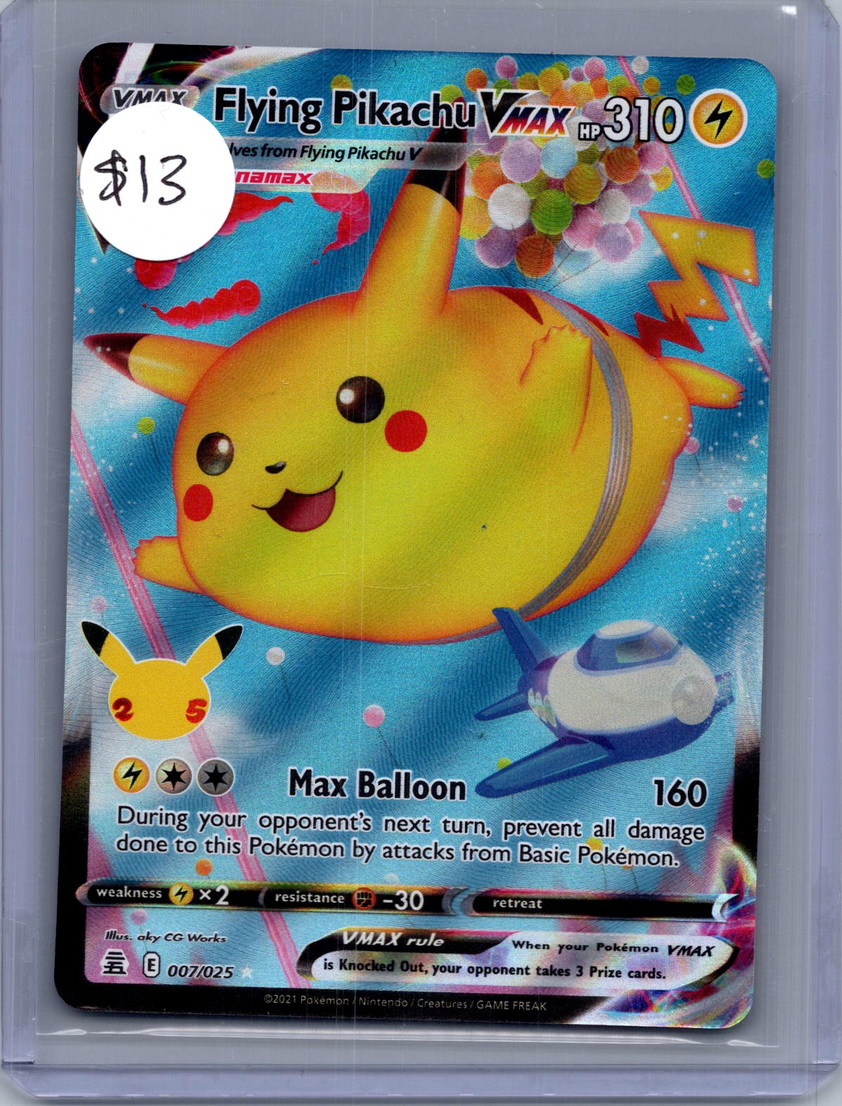 Flying Pikachu Vmax 007/025, 25th Celebrations Pokemon card